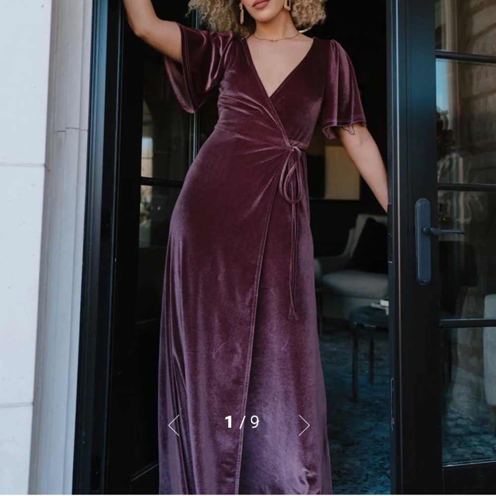 NWT Baltic Born Meghan Velvet Wrap Dress Dusty Plum